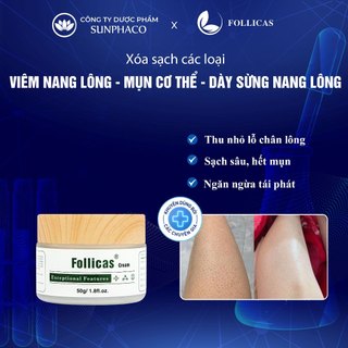 Kem viêm nang lông, mụn lưng follicas 50g giảm mụn lưng, viêm lỗ chân lông, mờ thâm giúp sáng da mịn màng