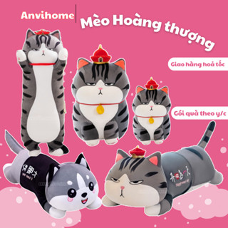 Gối Ôm Mèo Hoàng Thượng ANVIHOME, Gấu Mèo Hoàng Thượng ngồi gối ôm dài ôm siêu xinh- mèo thần tài