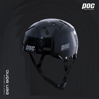 Nón Bảo Hiểm Thể Thao Nhập Khẩu Cao Cấp POC 05 Đen Bóng Cực Đẹp Và Cá Tính + Tặng Kèm Lưỡi Trai Và Túi Đựng