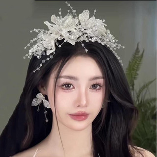 Bờm hoa tóc cô dâu hạt trắng