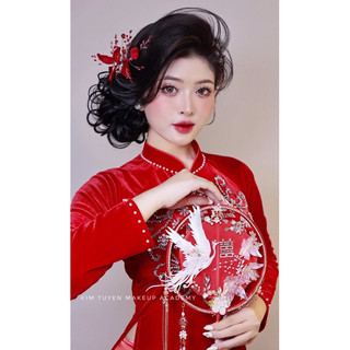 Bộ cài tóc cô dâu màu đỏ