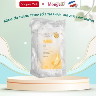 Bông Tẩy Trang Pháp Tetra Medical Carrés de Cotton 600 miếng dùng cho mọi loại da lành tính, mềm mại