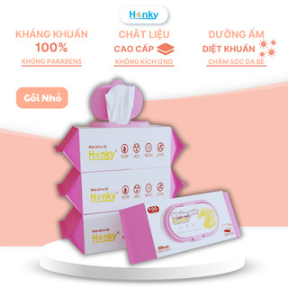 Thùng 20 Gói Khăn Ướt 1 Gói 350 Gram Hanky Không Cồn Không Parabens Cao Cấp Dành Cho Em Bé Cực Kì An Toàn