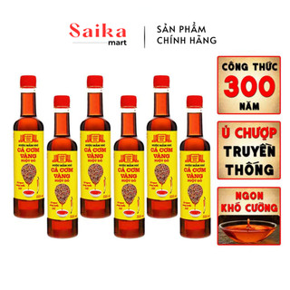 Thùng 6 chai nước mắm nhỉ cá cơm vàng ruột đỏ Làng Chài Xưa 525ml/chai cá ngon vùng nước trồi