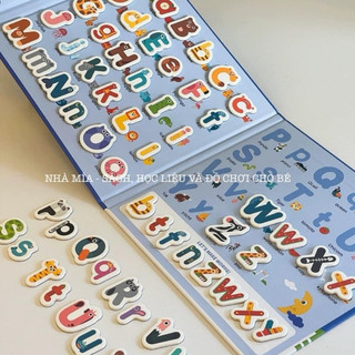 Sổ nam châm chữ cái, số Animal Alphabet Letter cho bé học số và chữ học toán có nam châm từ tính