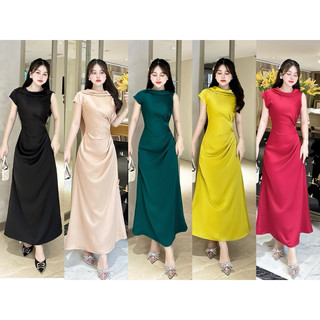 Váy lụa cổ đổ vạt Sz: SML-XL - XXL 480k