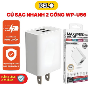Củ sạc nhanh wp-u56 - 2 cổng usb 2.1a 12w- sạc siêu tốc - belo