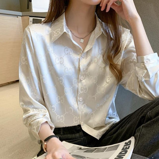 HV - Áo sơ mi lụa gấm dài chữ L.v chìm