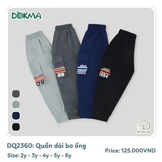 DOKMA- Quần dài cotton bo gấu cho bé trai