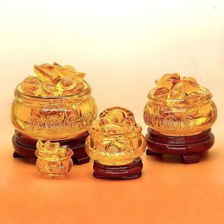 Bát tụ bảo vàng kèm thỏi và đế cao cấp trang trí phong thủy