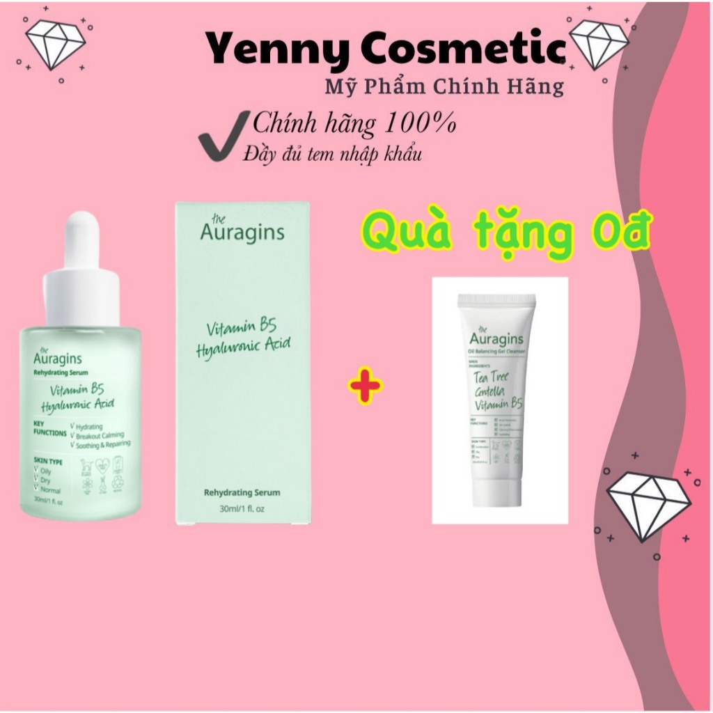 [DATE 2027] Tinh Chất Cấp Ẩm Phục Hồi The Auragins 8% Vitamin B5 & Hyaluronic Acid Serum 30ml