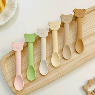 Thìa ăn dặm silicone hình gấu cho bé tập ăn dặm