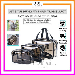 Set 3 Túi Nhựa Trong Suốt Travel Đựng Đồ Đa Năng ,Đựng Mỹ Phẩm,Đồ Dùng Cá Nhân 💥 Mang Theo Tiện Lợi