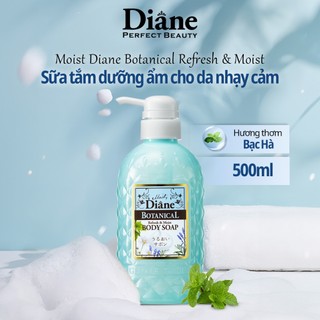 Sữa Tắm Dưỡng Ẩm Hương Bạc Hà Cho Da Nhạy Cảm, Da Khô Moist Diane Botanical Refresh & Moist 500ml