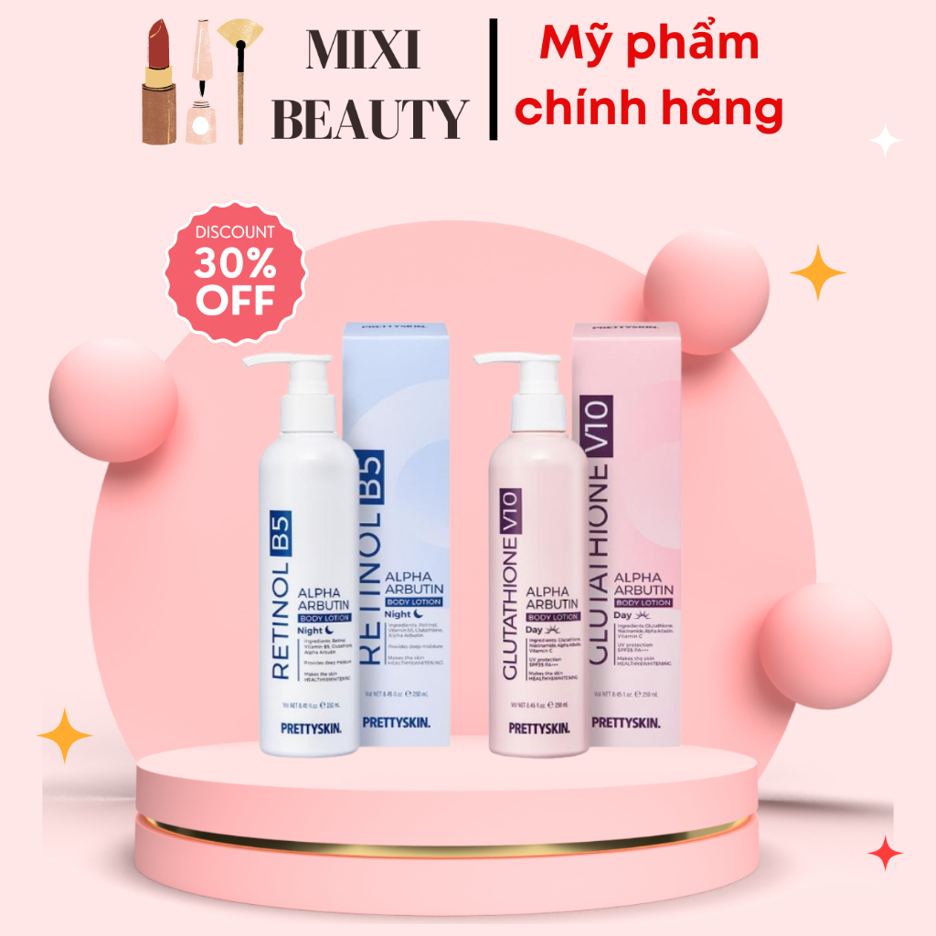 Kem Dưỡng Thể Trắng Da Pretty Skin Retinol B5 Alpha Arbutin Body Lotion 250ml