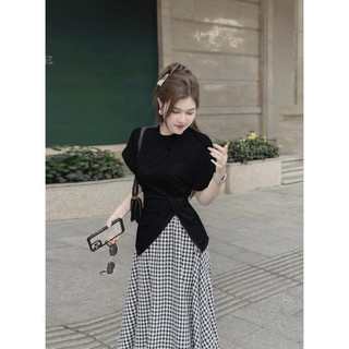 Set chân váy dài sọc áo xẻ tà bigsize 55-90kg