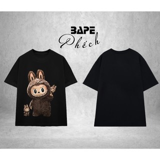 ÁO THUN LABUBU ZIMOMO PHÔNG UNISEX FORM RỘNG NAM NỮ CỔ TRÒN OVERSIZE 100% COTTON  - BAPE PHẾCH