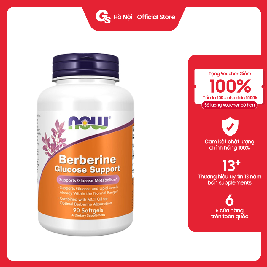 Viên uống Now Berberine Glucose Support - Hỗ trợ kiểm soát đường huyết nhập khẩu Mỹ - Gymstore