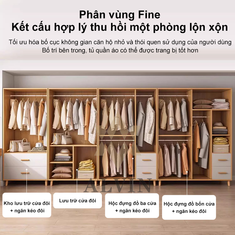 ALVIN Tủ Quần Áo miễn phí vận chuyển cao cấp 2 cánh phong cách Nordic thương hiệu | BigBuy360 - bigbuy360.vn