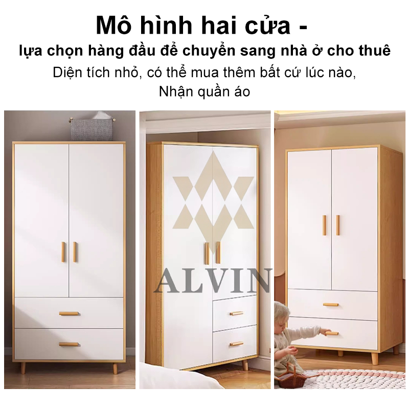 ALVIN Tủ Quần Áo miễn phí vận chuyển cao cấp 2 cánh phong cách Nordic thương hiệu | BigBuy360 - bigbuy360.vn