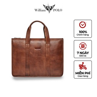  Cặp xách da nam công sở cao cấp chính hãng Williampolo da bò nguyên tấm POLO213122 