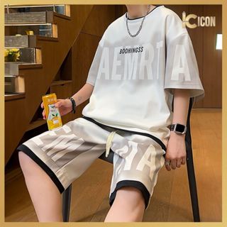 Bộ Cộc Tay Nam Loang Mùa Hè Chất  Ong Dày Dặn, Bộ Quần Áo Nam Cổ Tròn Chữ AEM Năng Động Cá Tính BO26 BO29 - ICON