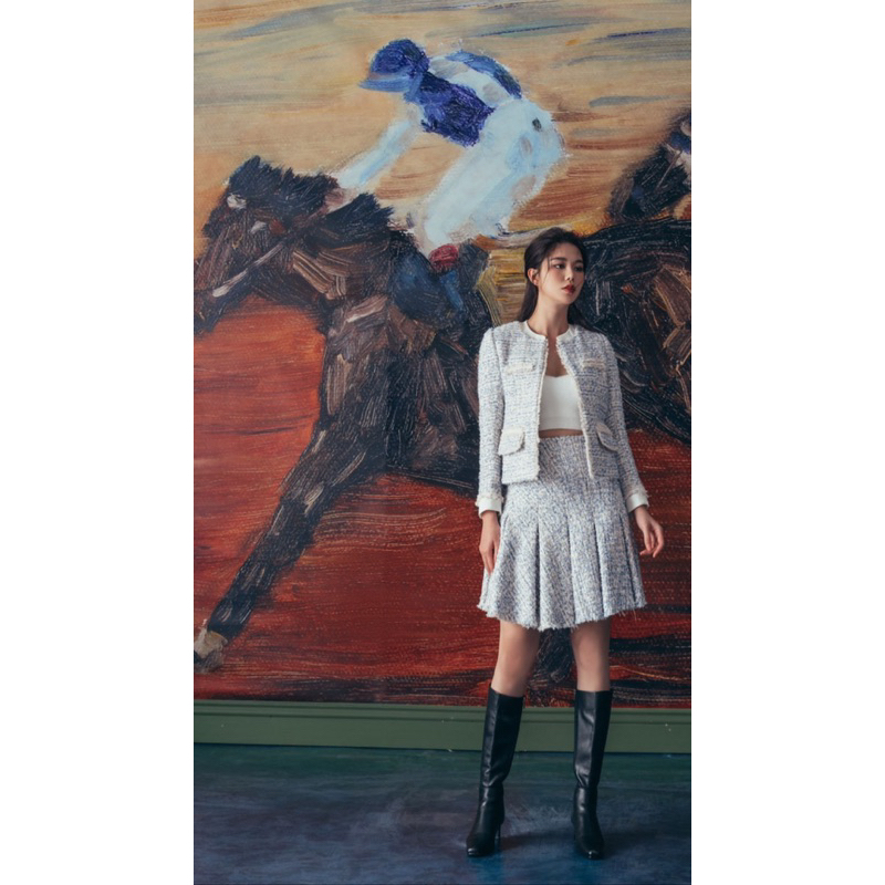 Chân váy dạ Tweed xanh- Stuarts Premium Tweed Skirt