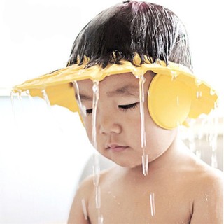 Mũ tắm gội đầu chắn nước, nón tắm có bịt tai an toàn cho bé