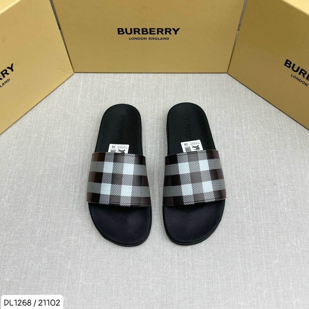 Dép Burberry Họa Tiết Kẻ Vân Cho Nam Nữ