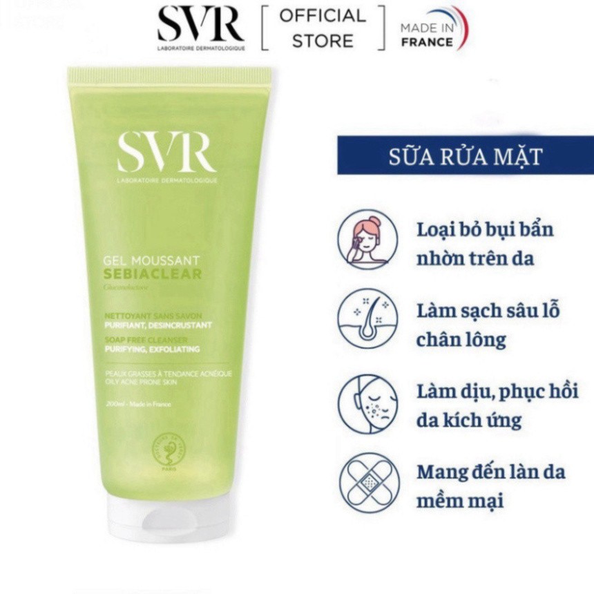 Gel Rửa Mặt SVR Hasaki Chính Hãng, Sữa Rửa Mặt SVR Cho Da Dầu Mụn 200ml JP 4.0