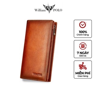 Ví da nam cao cấp williampolo - ví đứng cầm tay - Bóp nam Full hộp đựng cao cấp - POLO211559