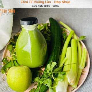 ❣️ Chai thủy tinh vuông lùn miệng rộng nắp nhựa 500ml❣️