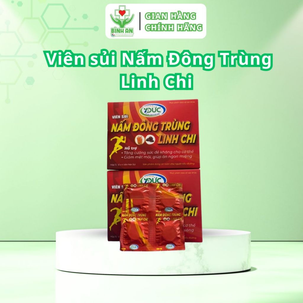 Vỉ viên sủi Nấm Đông Trùng Linh Chi (Vỉ 4 viên) - NT Bình An.