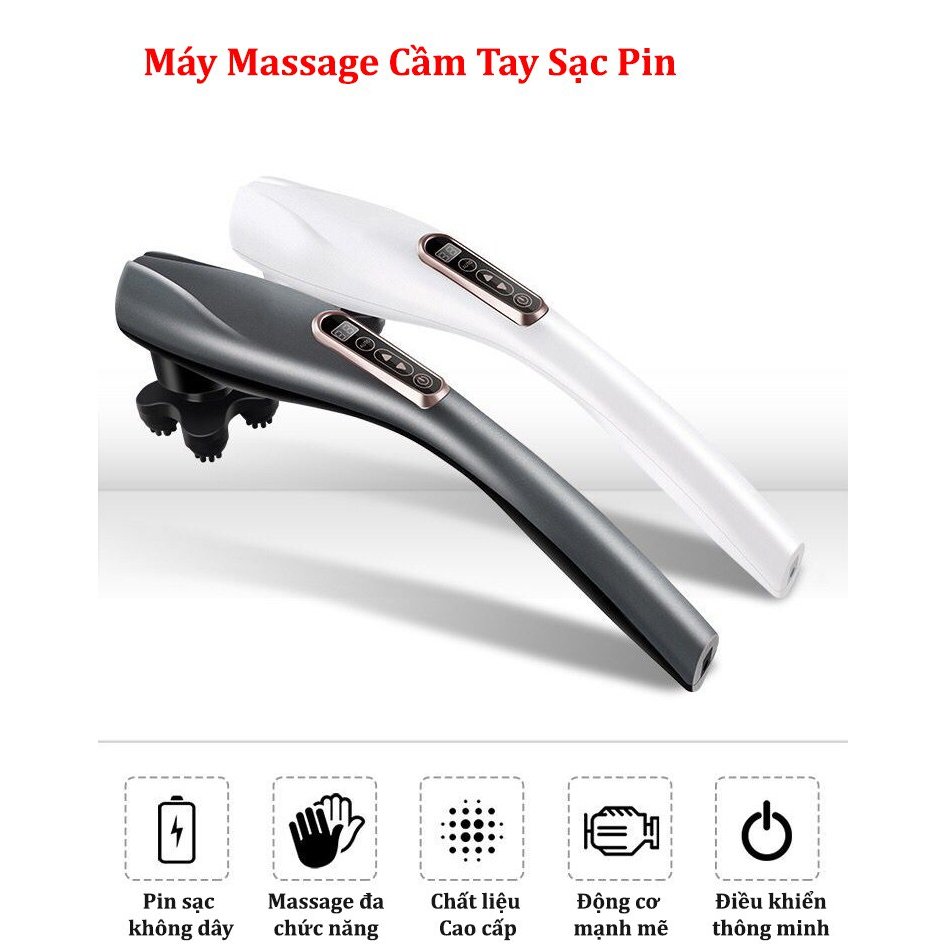 Máy massage đấm lưng cầm tay 6 đầu YT-1706AL - Máy massage cầm tay sạc pin, cắm điện, massage toàn thân cao cấp