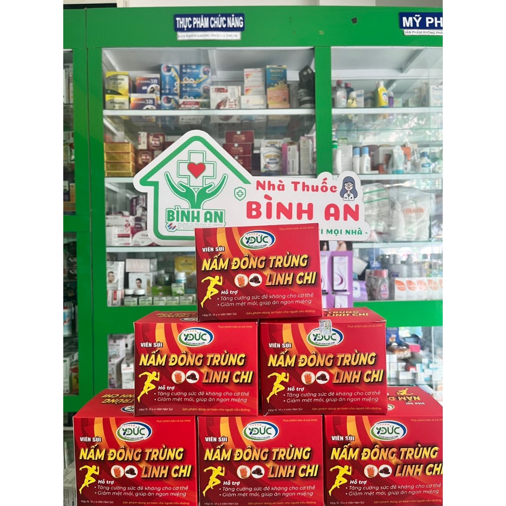 Vỉ viên sủi Nấm Đông Trùng Linh Chi (Vỉ 4 viên) - NT Bình An.