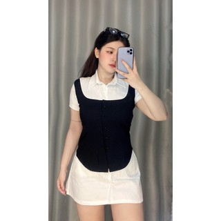 Áo thun giả sơ mi phối A09 nữ bigsize