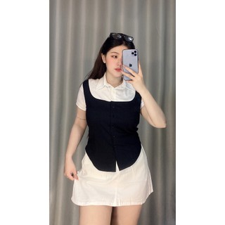 Áo thun giả sơ mi phối A09 nữ bigsize