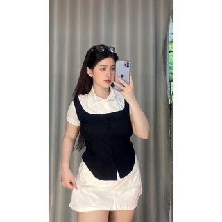 Áo thun giả sơ mi phối A09 nữ bigsize