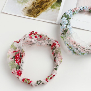 Băng đô turban ren hoa thêu TÍM STORE phụ kiện tóc phong cách hàn quốc
