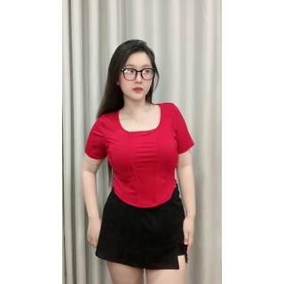 Áo thun cổ U xương cá nữ Bigsize - A23