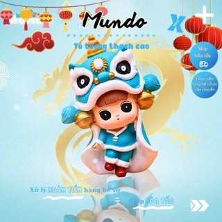Tô tượng bé múa lân size x 038 tượng tô màu, tượng thạch cao, màu tô tượng mundo