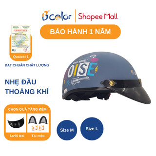 Mũ Bảo Hiểm B'color Loại Nửa Đầu Màu Xanh Ghi Noise Kèm Lưỡi Trai