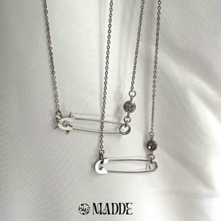Dây chuyền SAFETY PIN mix charm Thép titan không đen gỉ /mặt Kim băng / gim bé xíu / Madde /2621