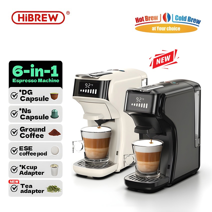 Máy pha cà phê bán tự động 6 trong 1 thương hiệu cao cấp HiBREW H1B - Hàng Chính Hãng (BH 1 NĂM)