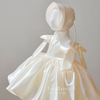 Đầm váy thôi nôi cho bé gái Tutupetti nơ vai lớn thiết kế bồng bềnh yêu kiều từ 1-3 tuổi