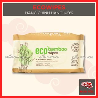 Khăn giấy ướt mini 20 tờ / gói, khăn ướt vải sợi tre cao cấp ecowipes - hàng chính hãng