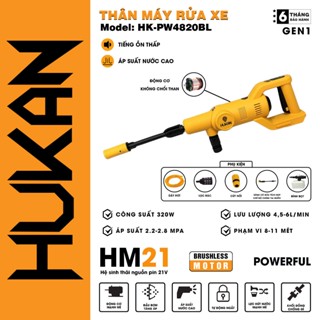 Máy rửa xe pin Hukan HK-PW4820BL Động cơ Không chổi than Dễ dàng vệ sinh nhà cửa, điều hoà