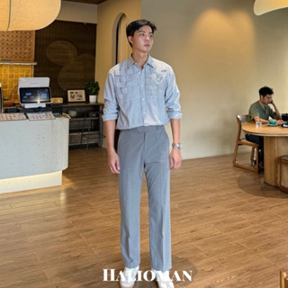 Quần âu nam ống xuông đứng, giấu khuy,sidetab lưng cao, form chuẩn, bền màu co giãn, vải nhẹ thoáng mát - HALIOMAN