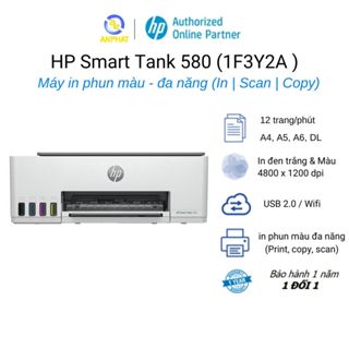 [Nhập ELHPP giảm 20% tối đa 500K] Máy in HP Smart Tank 580 All-in-One (1F3Y2A)