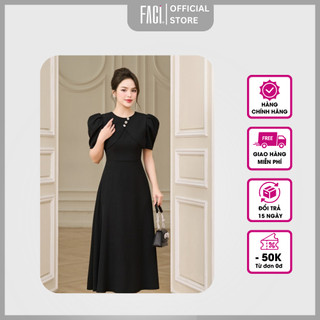 Đầm Nữ Công Sở 𝐅𝐀𝐂𝐈 Dáng Dài Chất Chéo Tuyết Cao Cấp Dáng A Xòe Tay Bồng Thiết Kế Sang Trọng Quý Phái FD240117